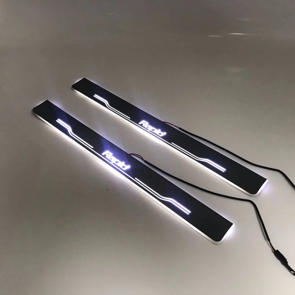

Express delivery led door sill plate strip welcome light threshold guard protectors for skoda rapid