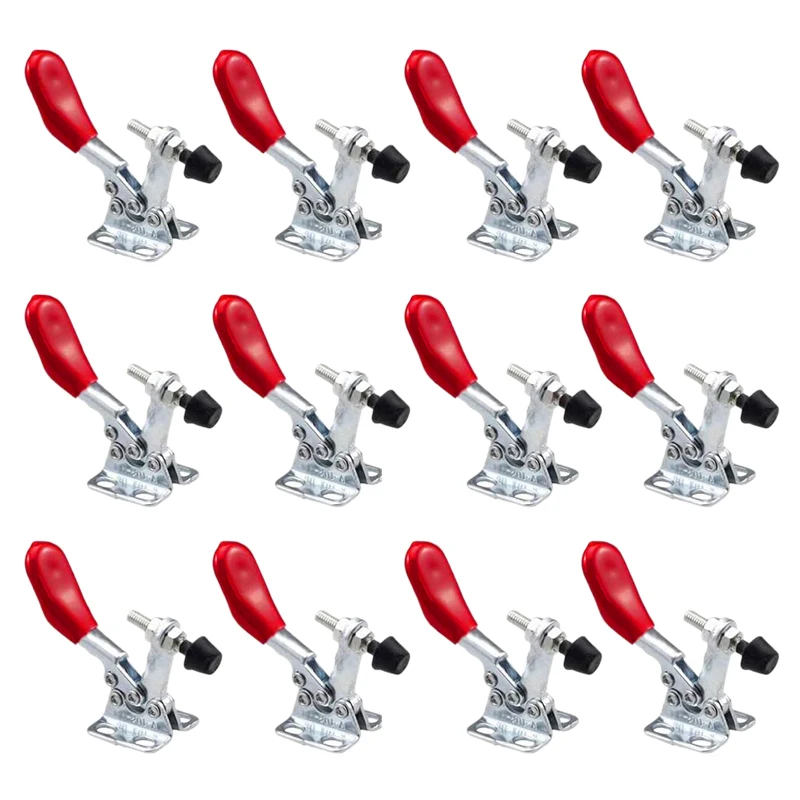 

New 12 Pieces Hand Tool Adjustable Toggle Clamp 201A Antislip Red Horizontal Clamp 201-A Quick Release Heavy Duty Tool