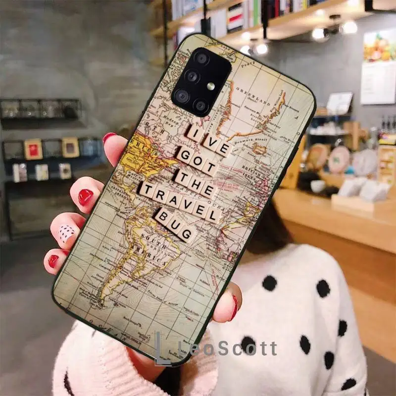 

travel map Phone Case For Samsung A50 A51 A71 A20E A20S S10 S20 S21 S30 Plus ultra 5G M11