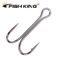fish king 20pcspack fishing hooks double fishing hooks barbed carp fishhook for soft worm lure high carbon steel duple hooks