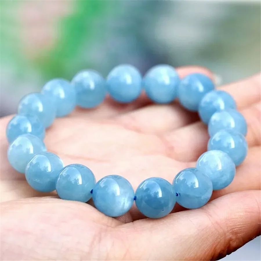 

Top Natural Ocean Blue Aquamarine Bracelet Jewelry for Woman Man Crystal Beads Stretch 7mm 8mm 9mm 10mm 11mm 12mm 13mm 14mm 15mm
