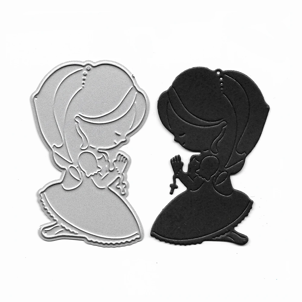 

Cutting Dies 2021 Pray Girl Metal Stencil Scrapbook Fustelle Album Cards Making Crafts Embossing Folders Clear Stamp And Die New