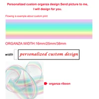 customize organza 3 sizes width heat transfer foil printed sheer ribbon custom design pattern wedding accessories 50 200 yards
