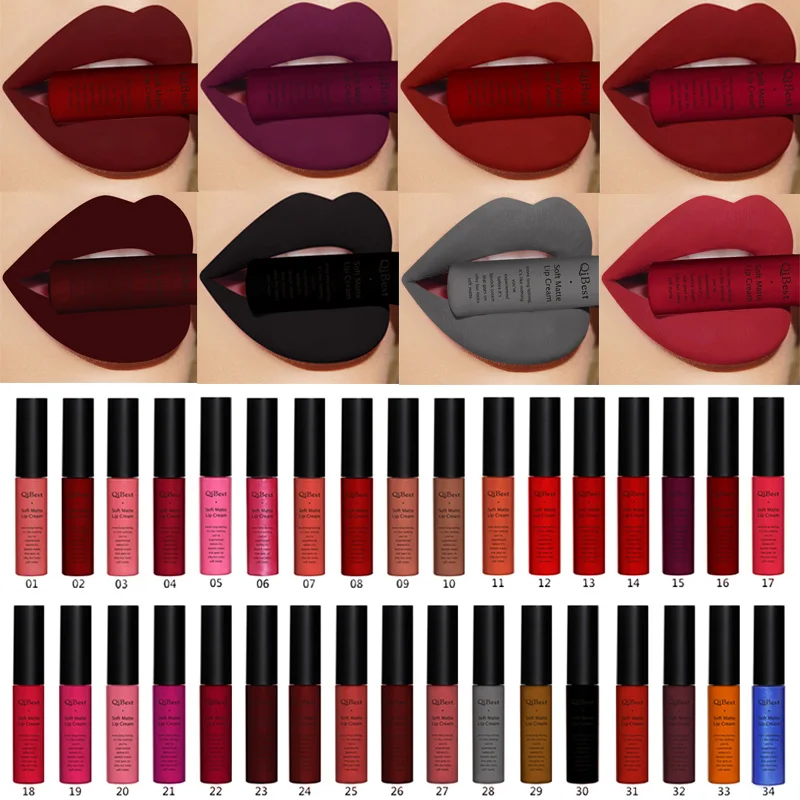 Матовый жидкий блеск для губ губная помада водостойкий красный - Цена: 89.68