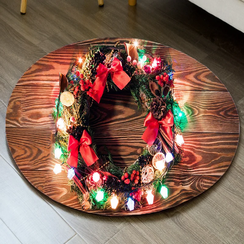 Рождественские круглые ковры домашний декор прикроватные коврики Придверный