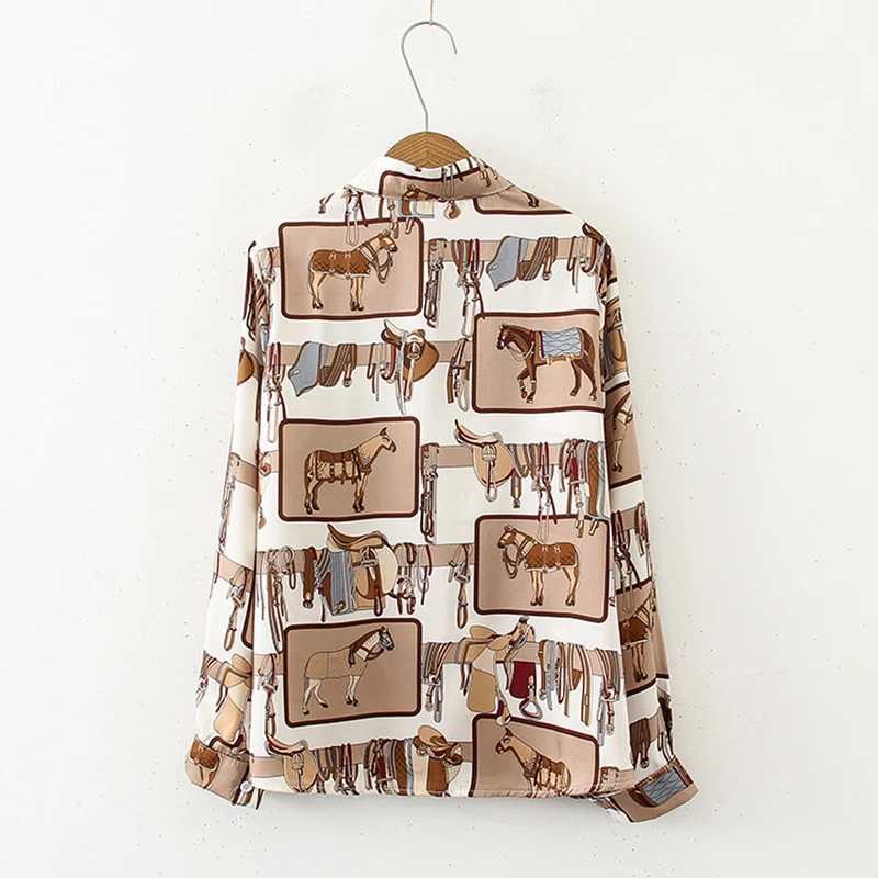 Женские блузки с мультяшным принтом осенняя мода винтажный женский топ рубашка