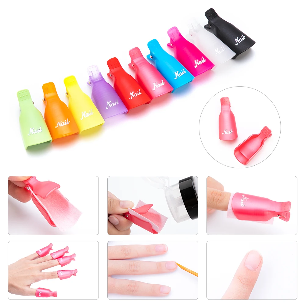 10 шт. пластиковый дизайн ногтей замачиваемый колпачок зажим средство для снятия