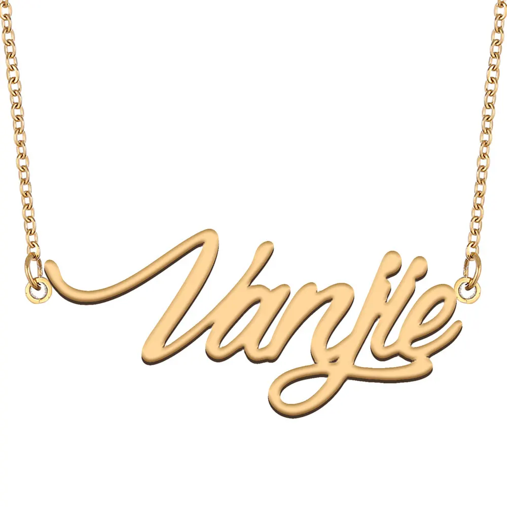 

Vanjie Name Necklace for Women Stainless Steel Jewelry with Gold Plated Nameplate Pendant Femme Mother Girlfriend Gift