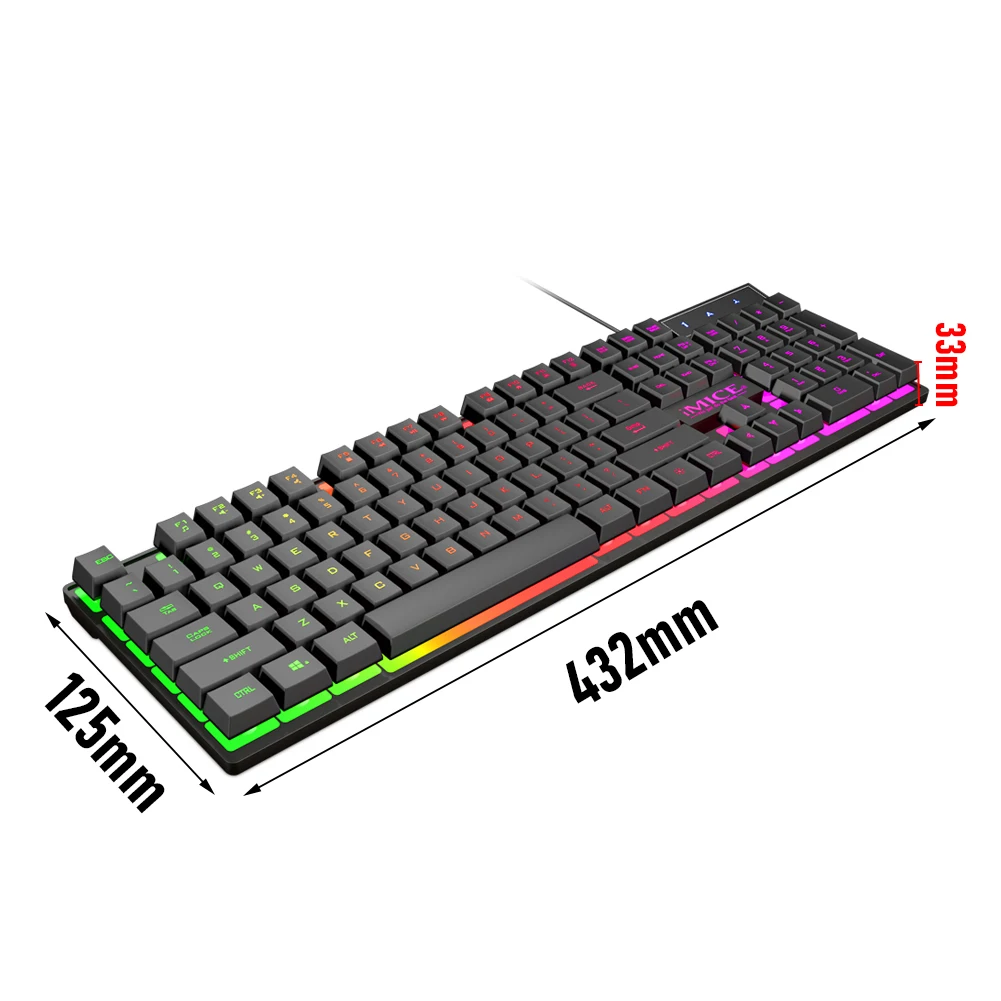 

iMICE AK-600 PC Mechanical Keyboard USB Wired Gaming Keyboard Waterproof Rainbow Backlit 19-Key Rollover Keyboard for Laptop