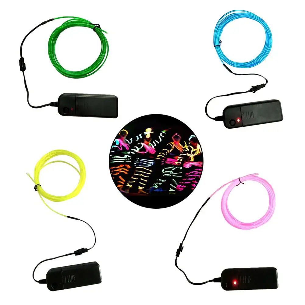 Portable El Wire Waterproof LED Strip Light Neon Glow Line Rope Tube Cable+Battery Controller Party Car Decoration | Дом и сад