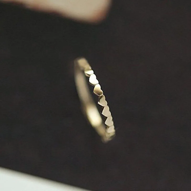 Минимализм Элегантное сердце моделирование женские золотые кольца Мода юбилей