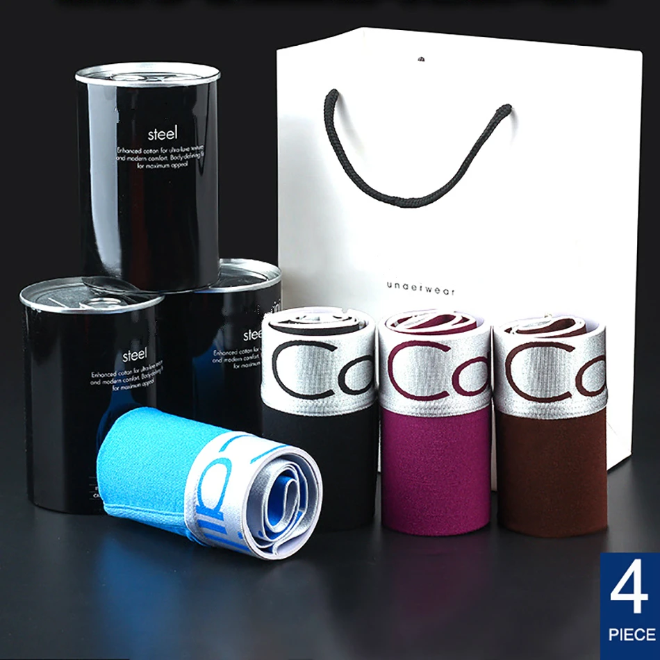 4 шт. мужские трусы боксеры удобные хлопковые для мужчин Однотонные размера