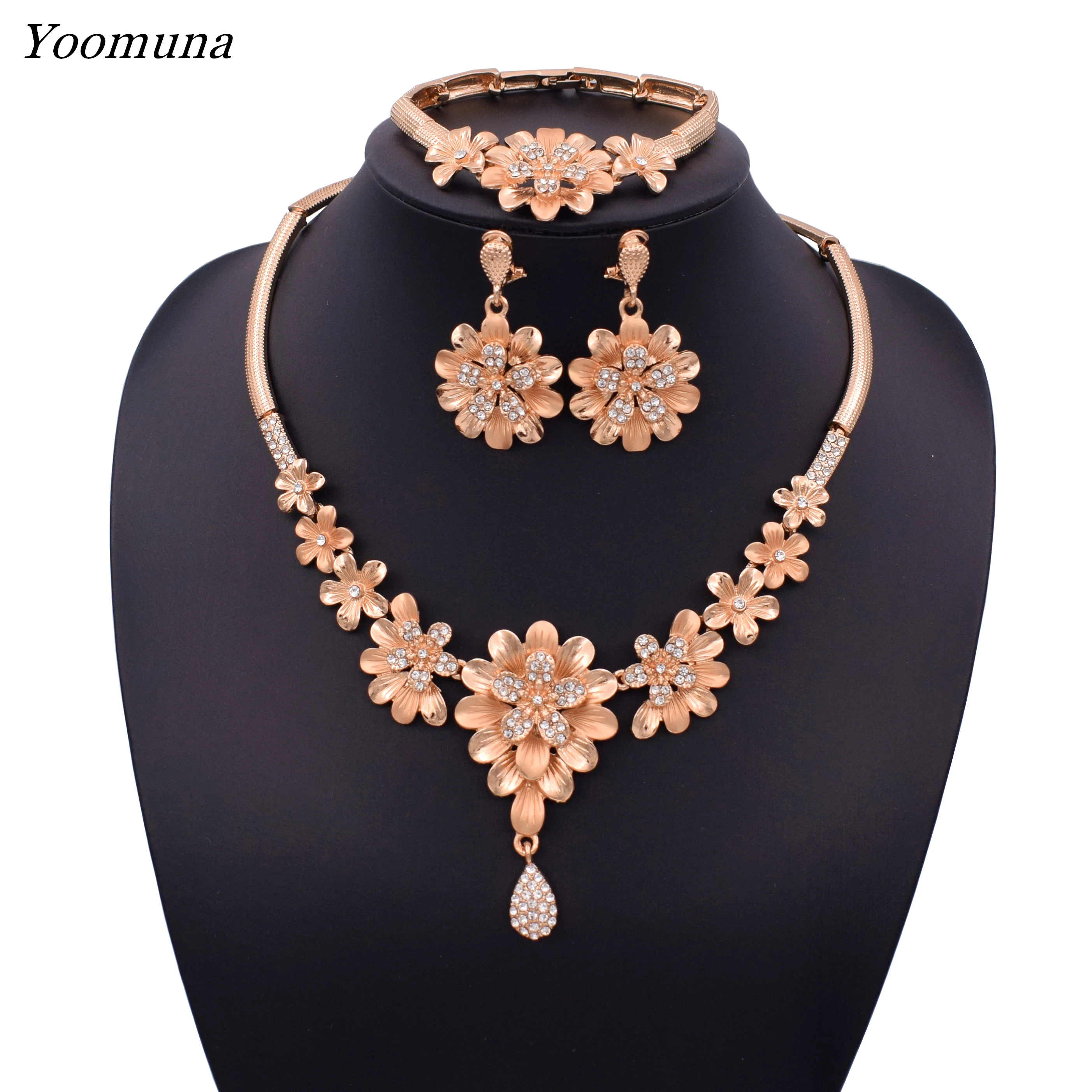 Модный ювелирный набор из дубаи розовое золото цветок африканские свадебные