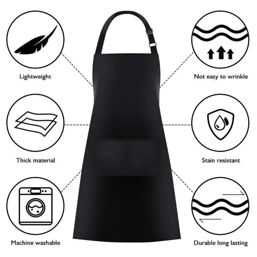 

Kitchen black apron spot adjustable buckle large size custom apron for men and women aprons
