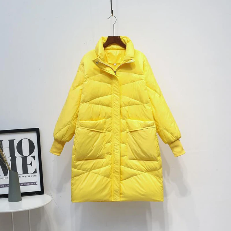 Сверхлегкий женский пуховик размера плюс 2020 осенне зимнее длинное пальто 90%
