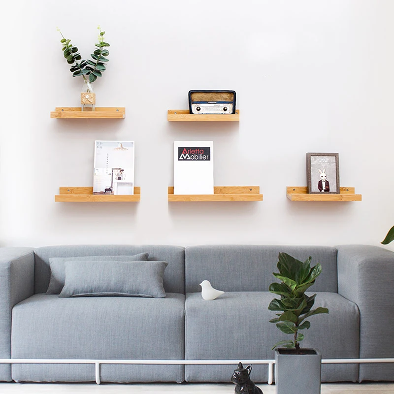 

Wall Shelf Wooden Wall Mounted Shelf Rustic Wall Decorative Shelf Display Storage Rack for Bedroom Living Room