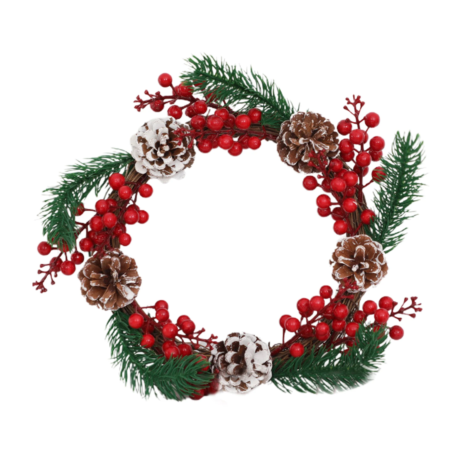 

Рождественский венок, дверная вешалка, гирлянда, украшение из натурального ПВХ, реалистичный и красивый пластиковый 25 см, красный сосновый ...