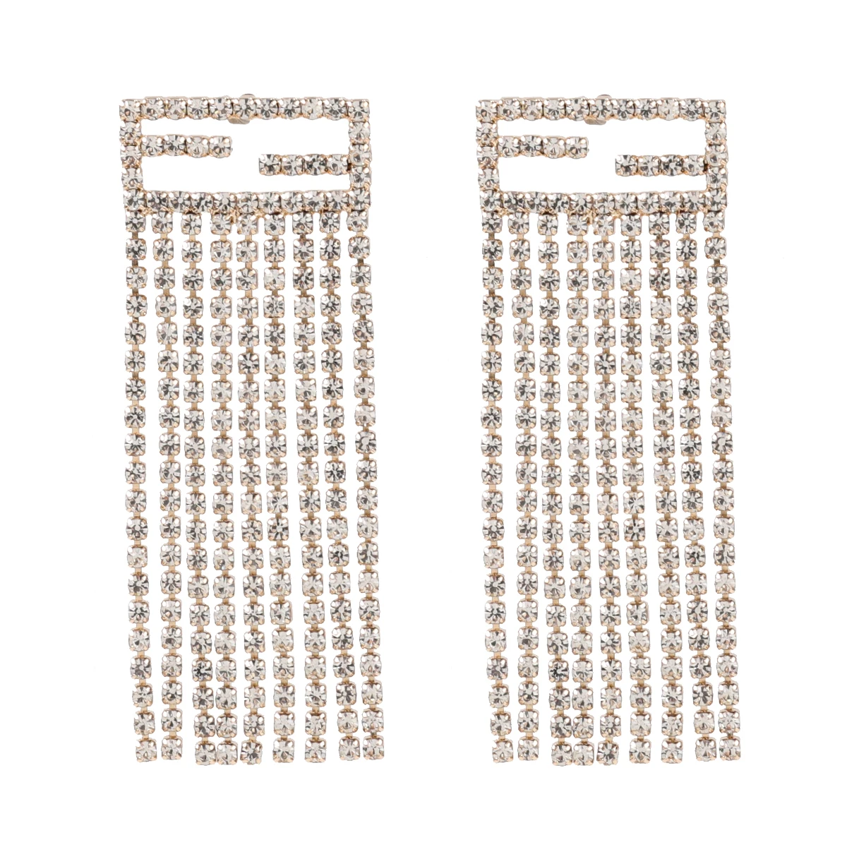 

JIJIAWENHUA New Trend Ladies Rhinestone Long Tassel Earrings Dinner Party Wedding Jewelry Fashion Temperament Accessories