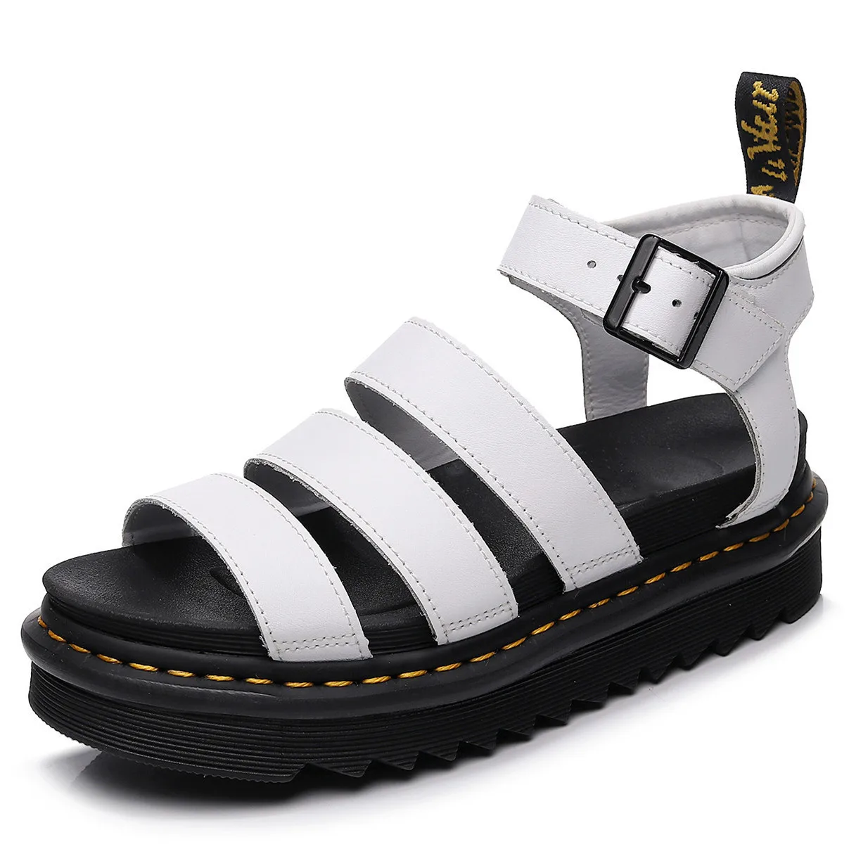 

Cross-border Blaire Martin Sandals Ladies Roman Buckle Open Toe Beach Shoes Thick Bottom Leather Fish Mouth Trifle Large Size