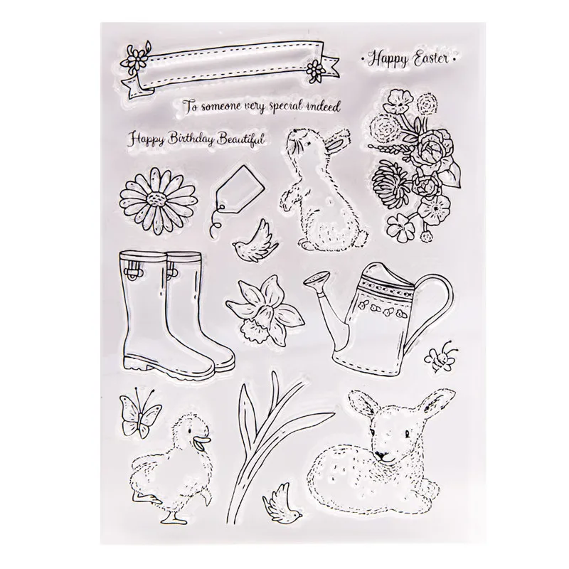 

NEW Clear Stamp of Fawn Duck Bird Boots Wateringpot Scrapbooking Paper DIY Card Album Soft Seal Transparent Stencil Handcrafts