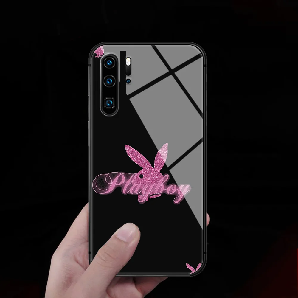 

Rabbit Playboy Brand Tempered Glass Phone Case Cover For Huawei P Nova Mate 5T 20 30 40 Pro Lite Smart 2019 2021 Cover Shell