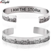 i am the storm bracelet inspirational gift womens cuff bracelet jewelry stainless steel mantra bangles for women engraved