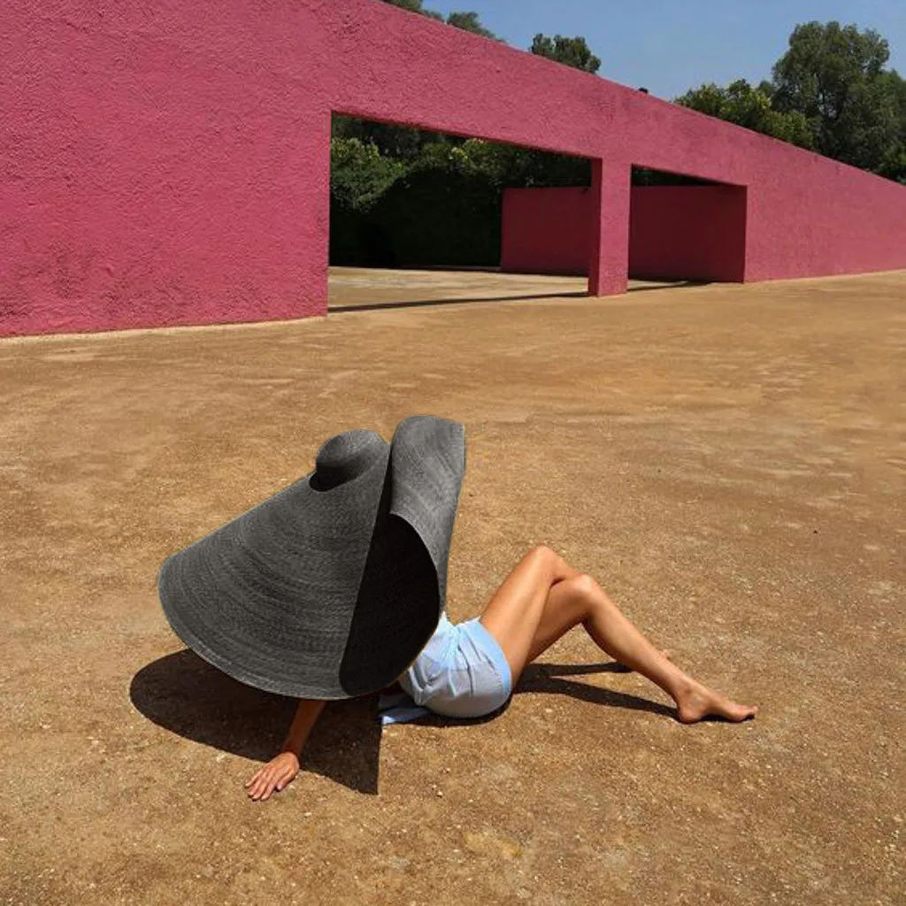 

large folding beach straw hat Fashionable sun hat for women Anti-UV sun protection folding straw cover