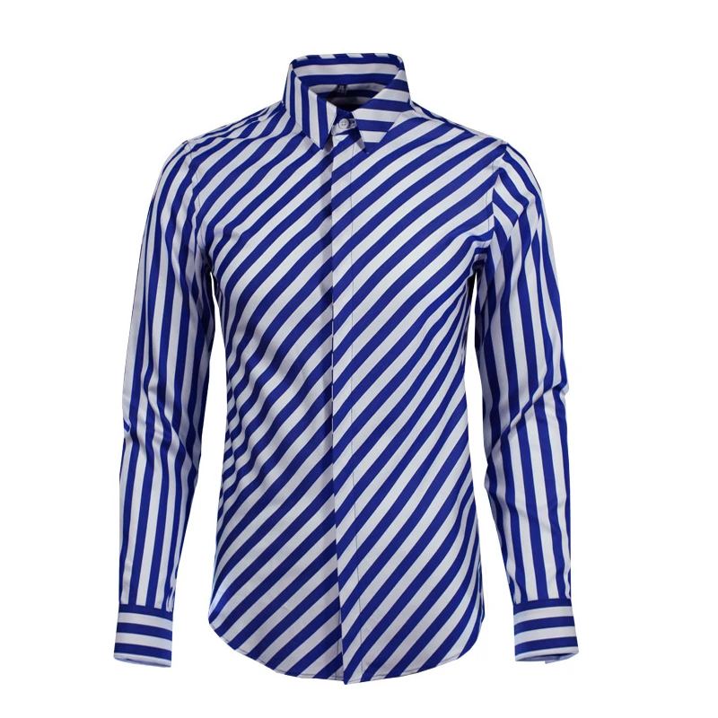 

2020 50%cotton 50%tencel Men Shirt Luxury Stripe Men Shirt Long Sleeve Mens Dress Shirt Casual Slim Fit Mens Shirts Plus Size