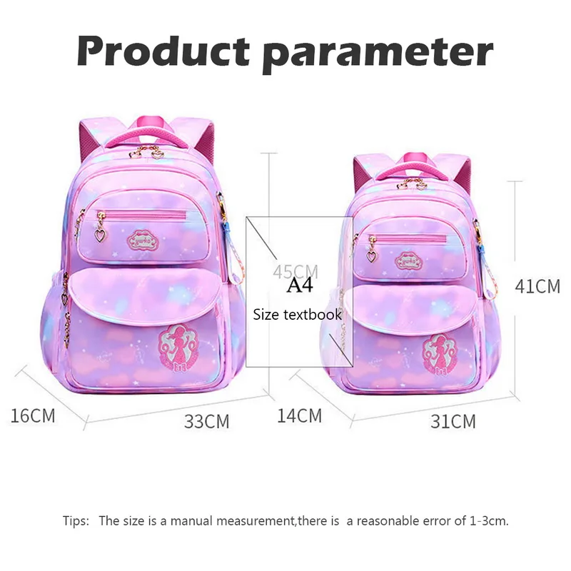 

New Cute Girls School Bags Children Primary School Backpack Satchel Kids Book Bag Princess Schoolbag Mochila Infantil 2 Szies