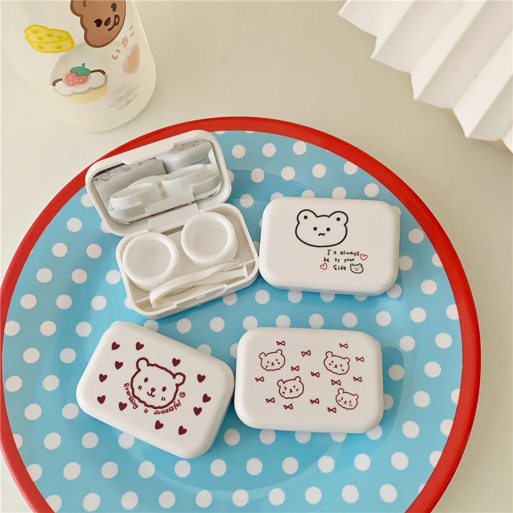 

Portable Love Bear Contact Lens Case With Mirror Cartoon Beauty Lens Case Contact Lens Storage Box Contact Lens Companion Box