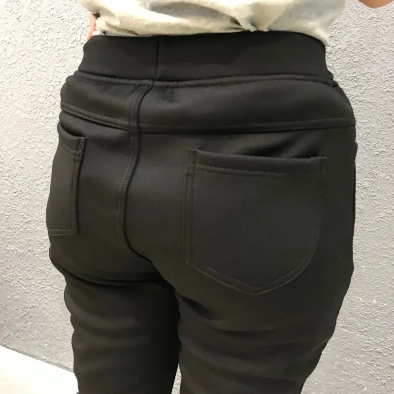 Plus Size 9XL 8XL 7XL Women Autumn Winter Long Thick Pants Femme High Waisted Stretched Black Trousers Ladies Velvet Warm Pants