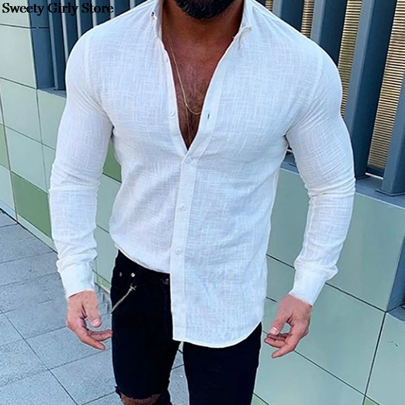 

Fashion Blouse Long Sleeve Men Dress Shirts Tops Autumn Summer Casual Handsome Blouses Cotton Costume Luxury Brand Casual Shirt