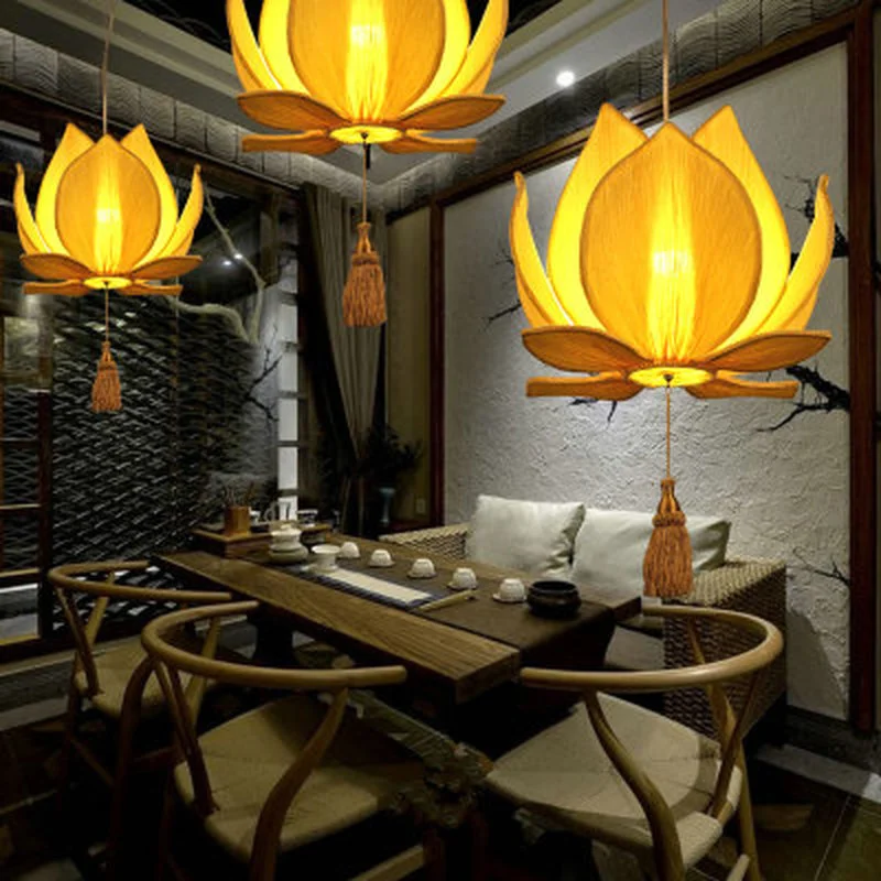 Новый китайский ткань лотоса светодиодные подвесные светильники лампы