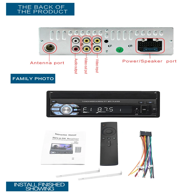 Автомобильный стерео приемник 1din аудио Bluetooth радио с 7 &quotHD выдвижной сенсорный