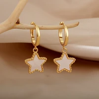 cute star and heart pendants earrings for women vintage hoop earrings sweet korean style charms jewelry gift to girlfriend