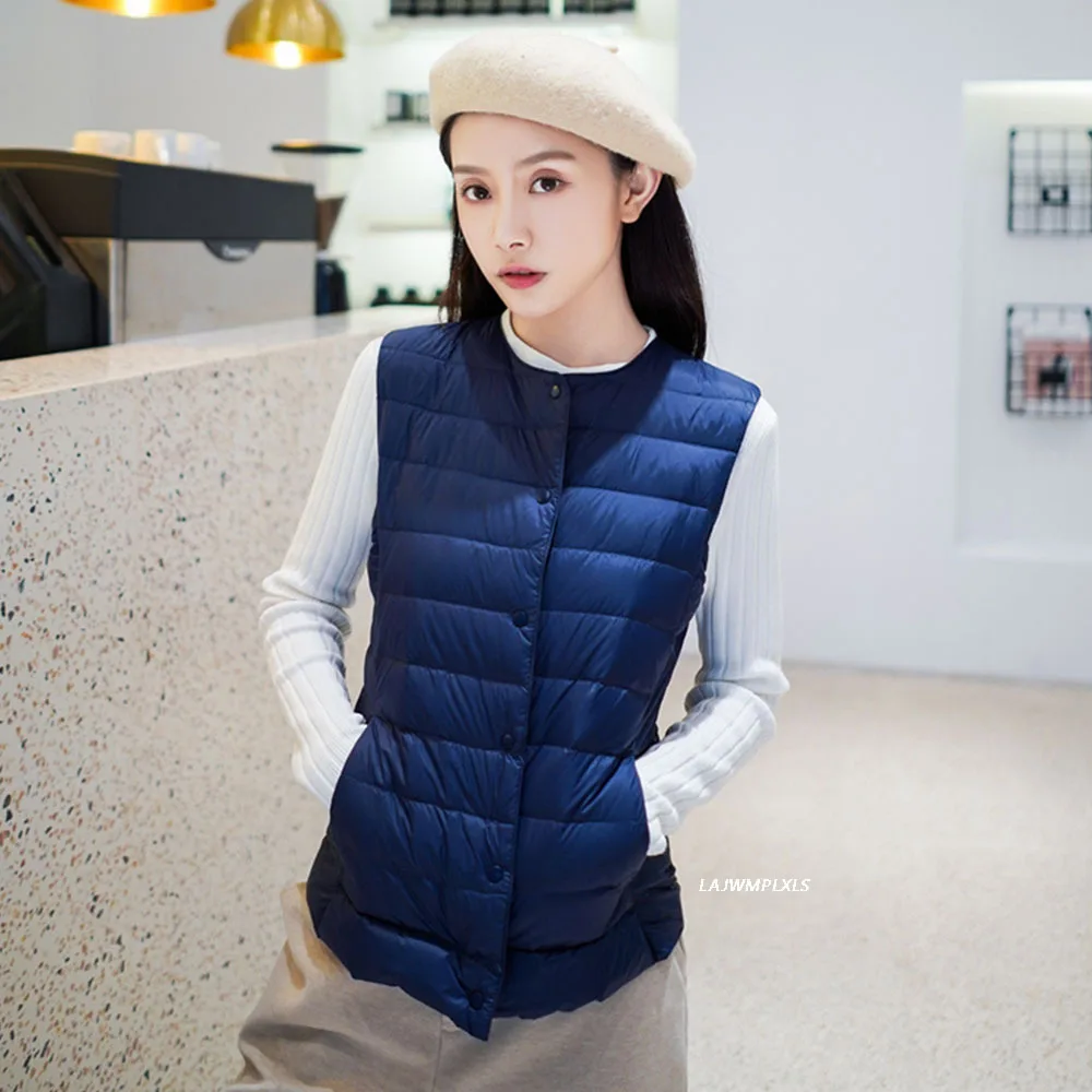 

Autumn Winter 90% Ultra Light White Duck Down Women Vest Thin Coat Women Duck Down Sleeveless Jacket Coat
