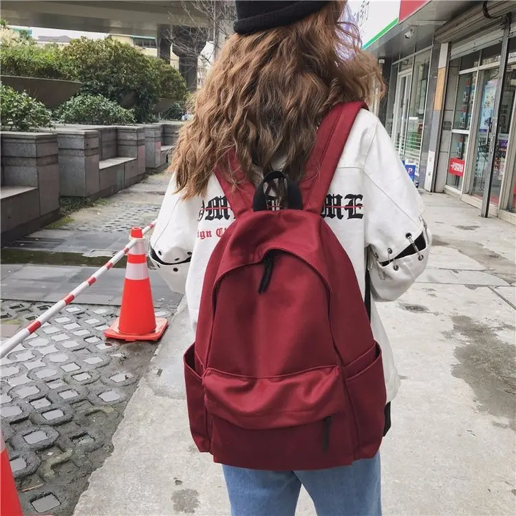 

Student School Bags Shoulder Bags Backpacks Unisex Men Women Big Size Solid Color Simple Korea Fashion Casual Canvas