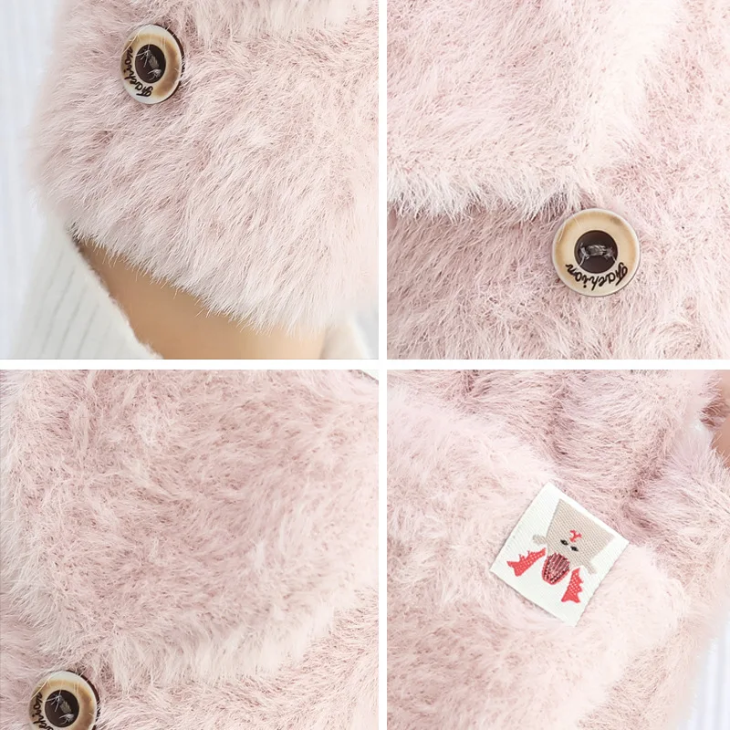 

1 Pair Women's Winter Warm Touch Screen Gloves Cute lovely Sensory Fingerless Gloves Knitted Fluff Outdoor Flip cover Gloves