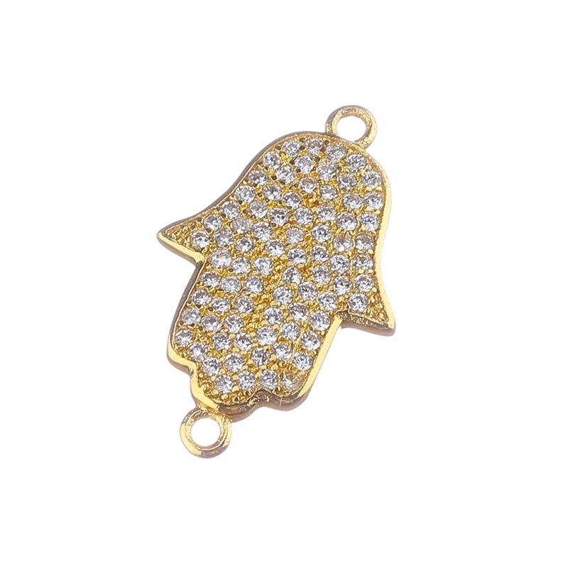 Gold Juya DIY Браслеты Аксессуары микро проложить циркон золото/серебро Хамса Фатима Шарм Разъемы для Needlwork ювелирных изделий - Цвет: Gold