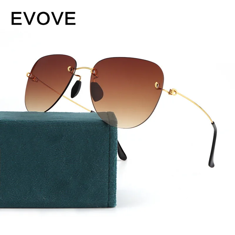 Женские и мужские безободковые очки Evove солнцезащитные с градиентными