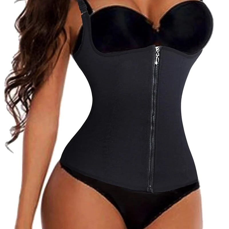 

Women Waist Trainer Push Up Vest Tummy Belly Girdle Body Shaper Waist Cincher Corset Zipper Tank Top with Adjustable Straps