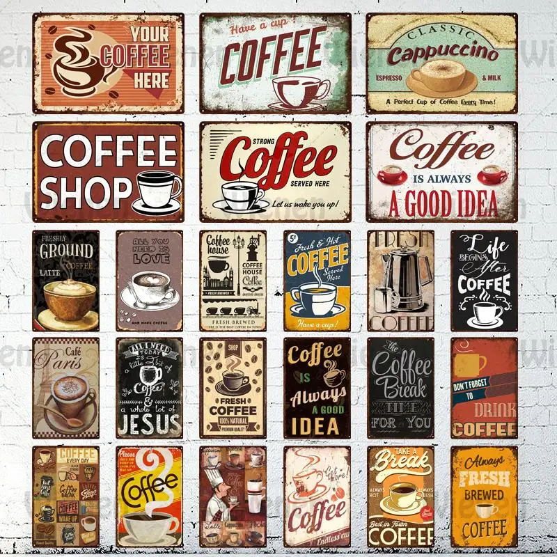 Декоративная тарелка для кофе кафе кофейни металлическая жестяная подвеска