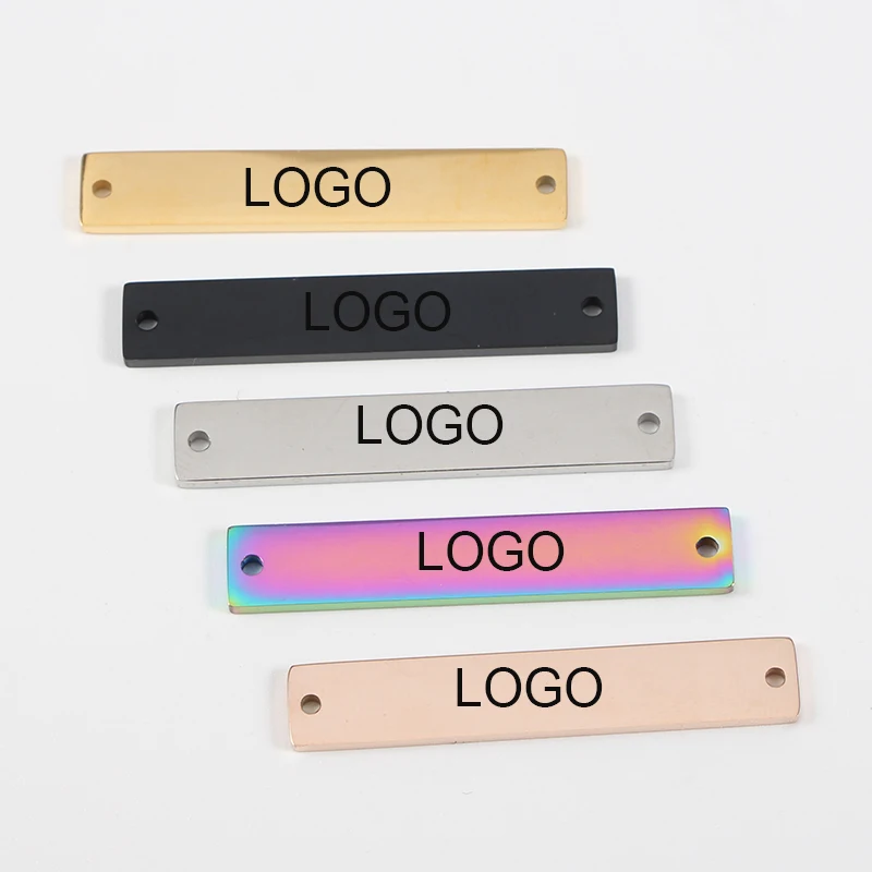 

Rectangle Strip Charms Engrave Logo Charm Mirror Polished Stainless Steel 6*35mm Charms Blank Stamp Charm 20pcs/lot