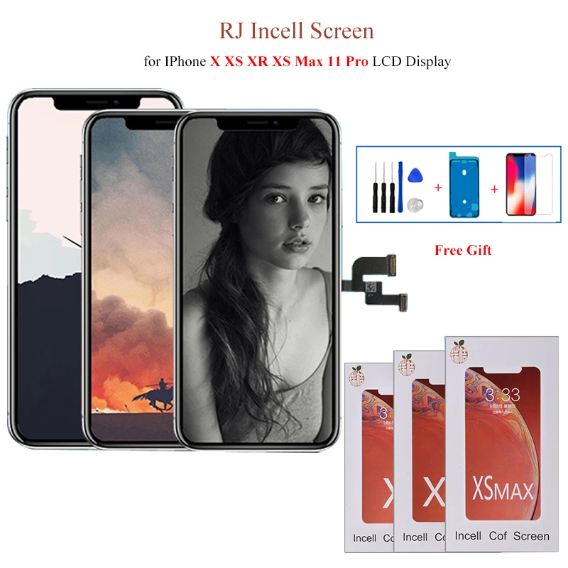 

OTMIL RJ Incell Screen For iPhone X XS Max XR 11 LCD Display 3D Touch Screen Digitizer Assembly No Dead Pixel LCD Pantalla