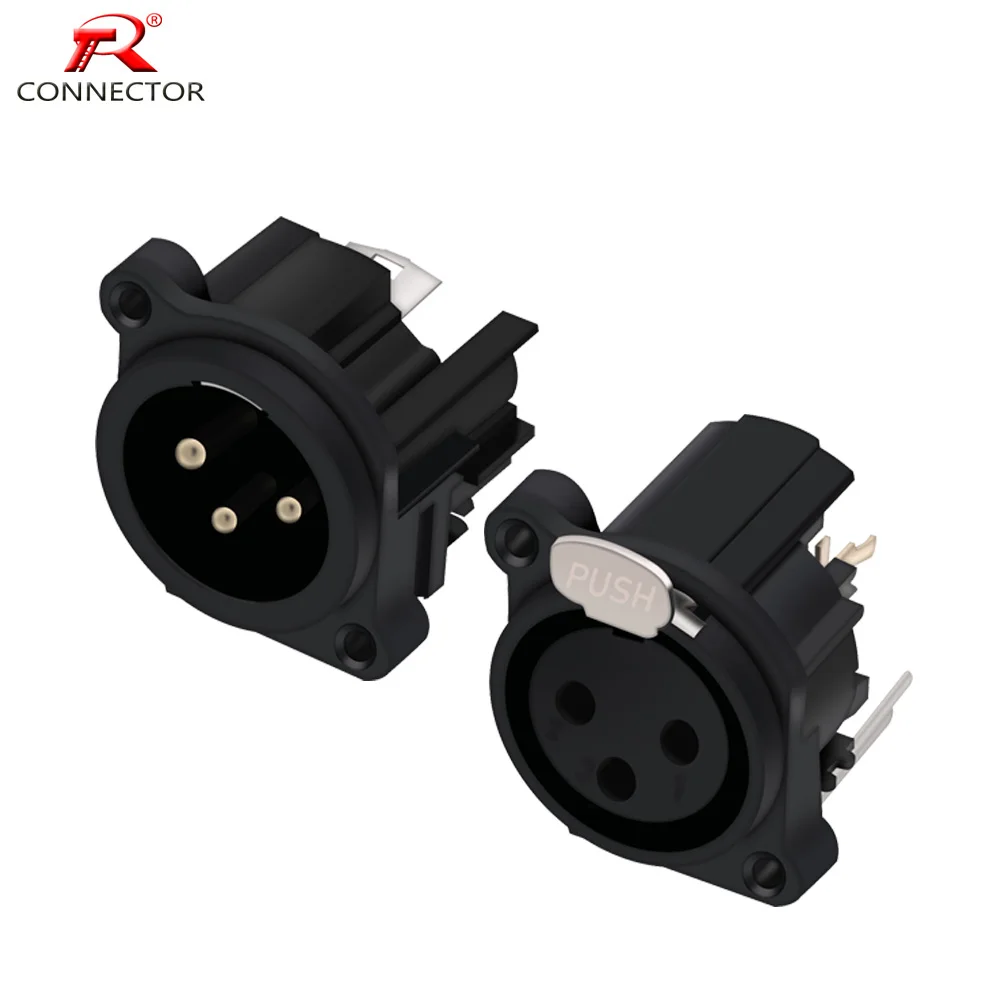 50pcs/25sets Plastic 3Pin XLR Male Plug+Female Socket Set Panel Mounted Connector 3Core Converter Adapter Jack | Обустройство дома
