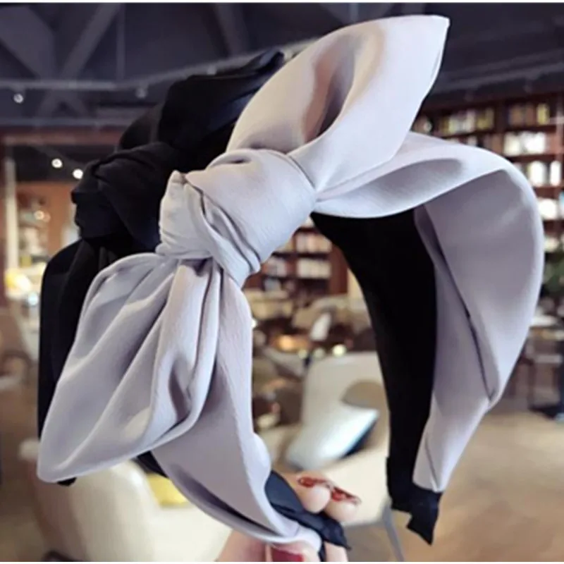 

Big Bow Knotted Headbands for Ladies Korean Style Headdress Women Solid Side Bow Knot Hairbands New Head Band Adults Hairband