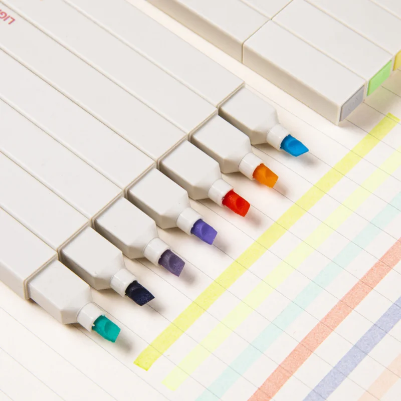 

Creative Eye Protection Morandi Highlighter Set Color Student Hand Account Mark Key Points Quick-drying Soft Head Highlighter