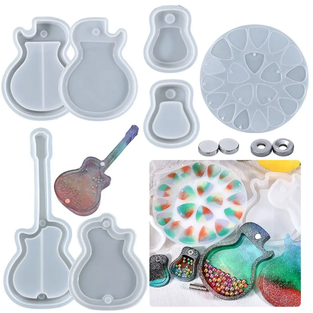 

Making Tools Epoxy Resin Molds Silicone Mould Guitar Bass Picks Keychain Storage Plectrums Mold Guitar Picks Box