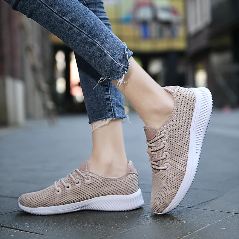 

WHNB Women's Sneakers 2021 Spring Breathable Knitted Casual Lace Up Ladies Shoes Female Students Shoes Women's Vulcanized Shoes