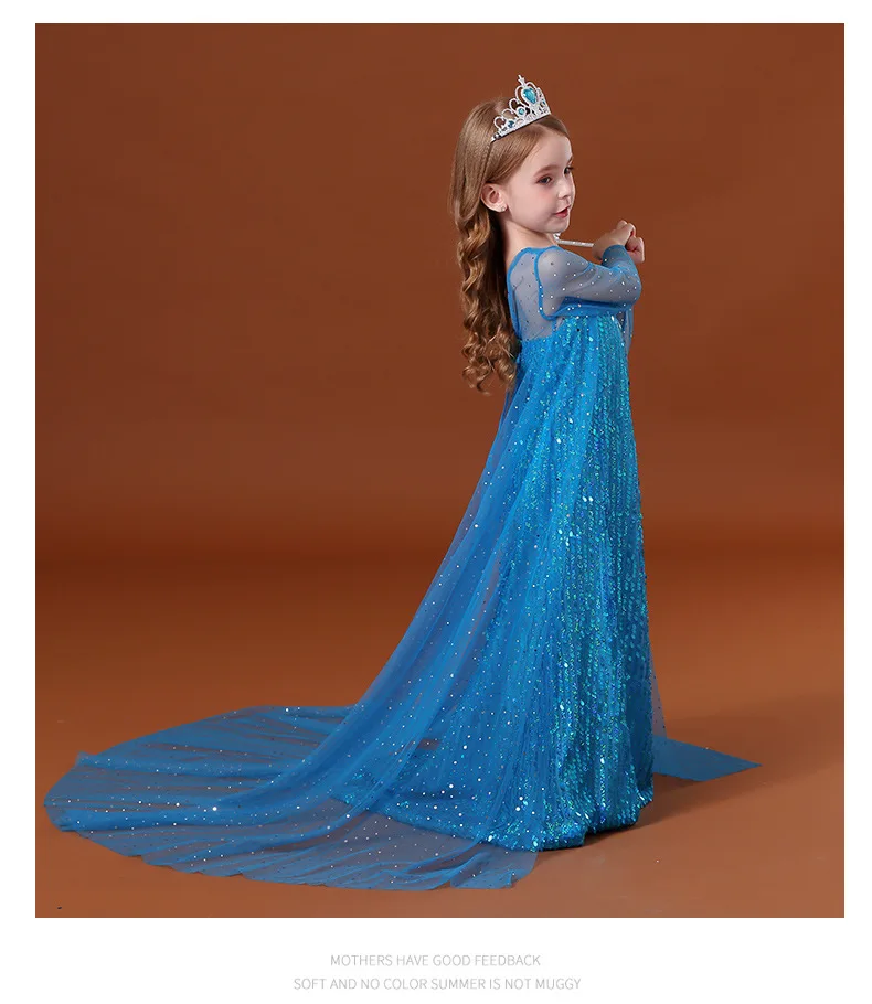 Girls Dress Christmas Elsa Cosplay Costume Role-playing Princess Halloween Cosplay Gown For Birthday Party Children Kid Clothing